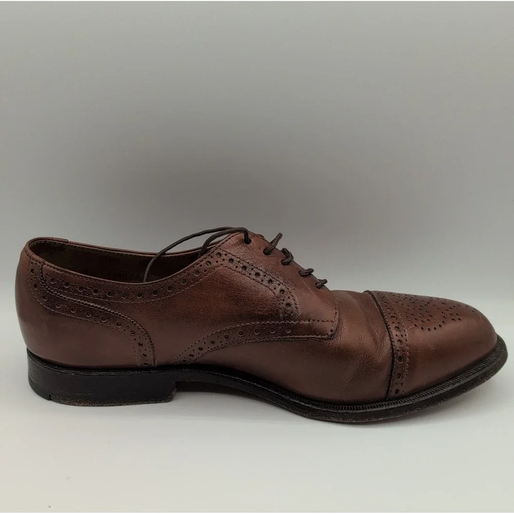 Cole Haan Tensile Air Mens 8.5 Brown Leather Cap Toe Brogue Oxford Shoes Vintage
